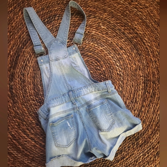 Blue Spice Distressed Denim Overalls Size 1 - Picture 3 of 6
